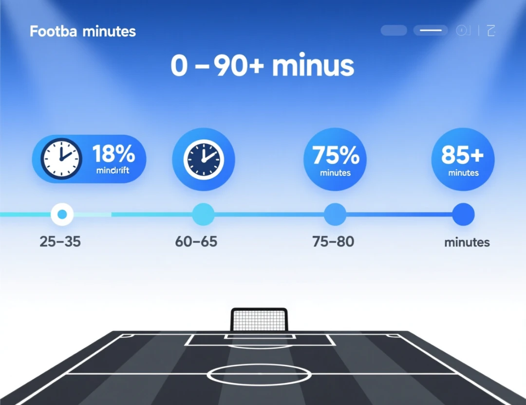 Infographic showing optimal timing windows for live betting on Burnley matches with percentage indicators and key minute markers