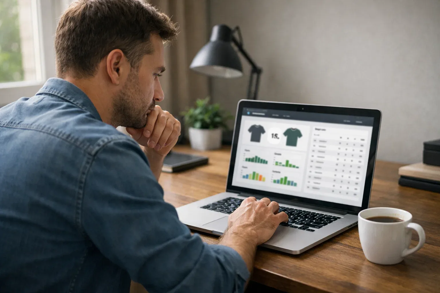 Person studying football match information on laptop at home