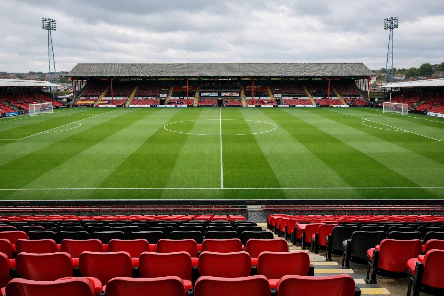 View of Turf Moor football pitch from the stands
