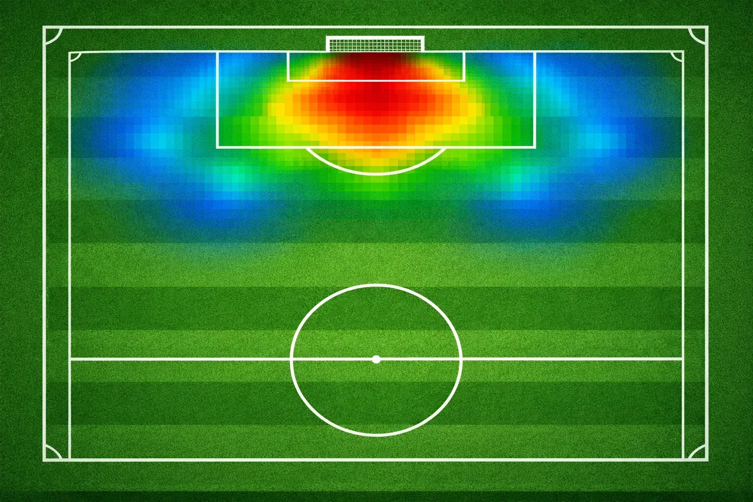 Football pitch diagram showing shot locations and probability zones