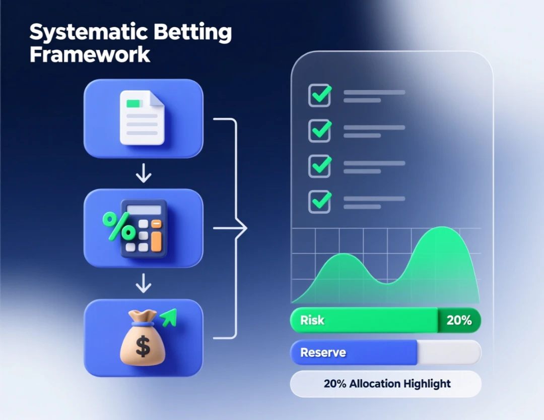 Systematic betting approach flowchart showing data analysis, probability calculation, and bankroll management